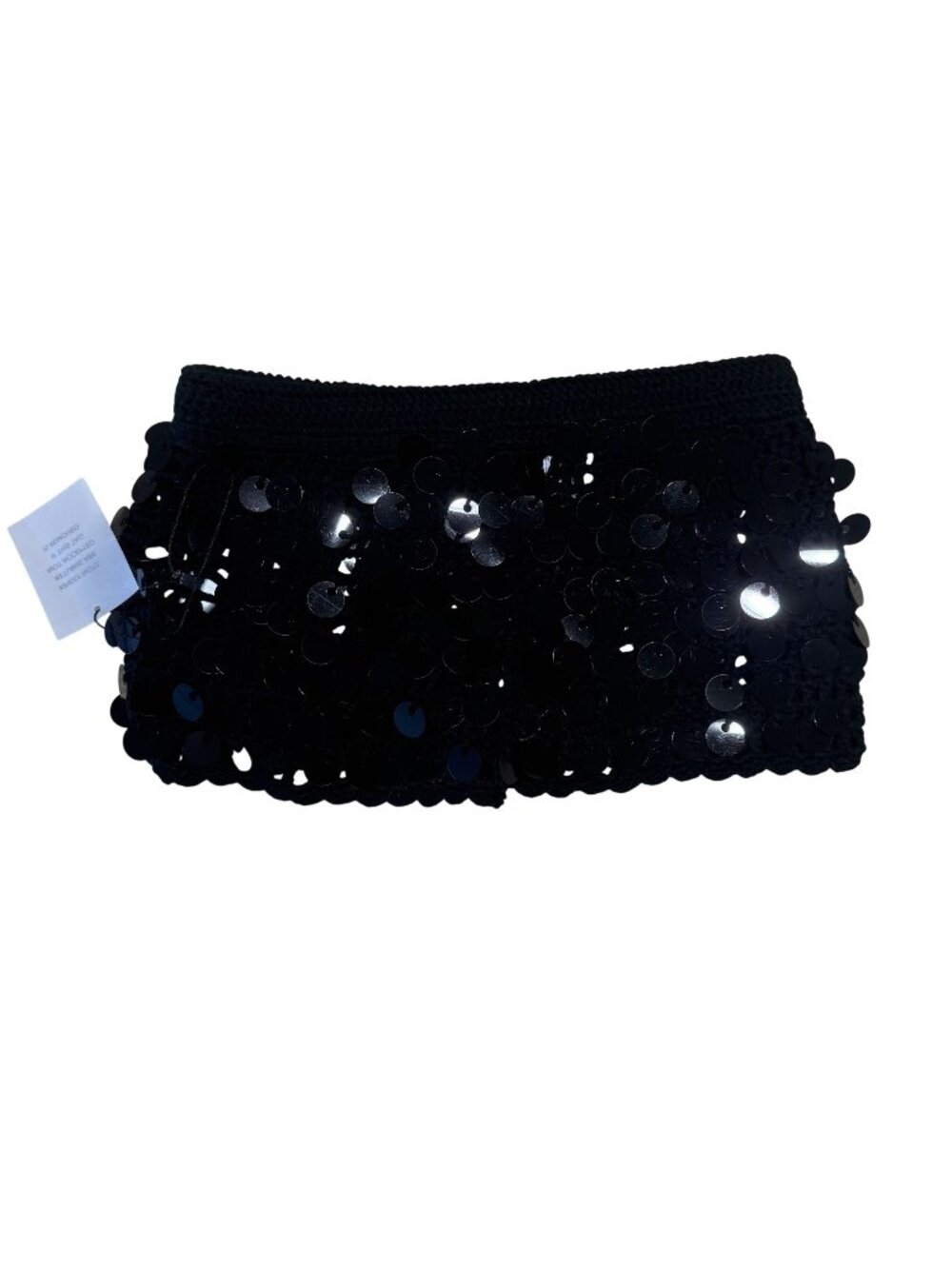 Superdown Meria Black Sequin Embellished Crochet Knit Short Women's X-Small XS